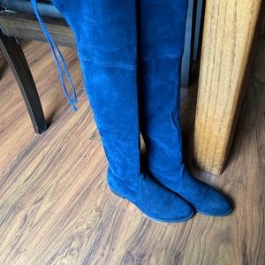 Stuart Weitzman Dark Blue Suede Lowland Over-The-Knee Boots Size 6.5